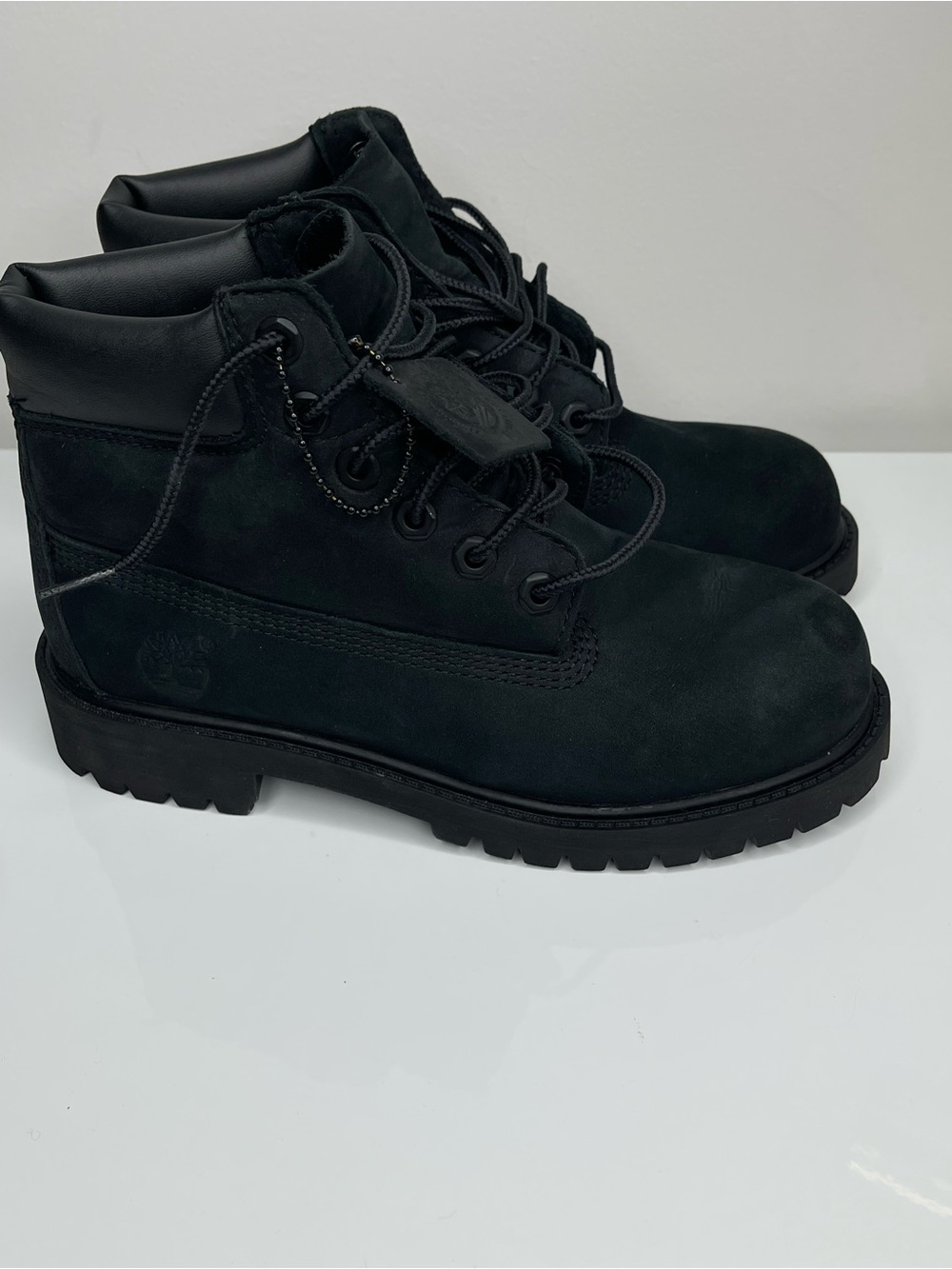 Timberland Kids All-Black Lace-Up Suede Ankle Boots Size 1